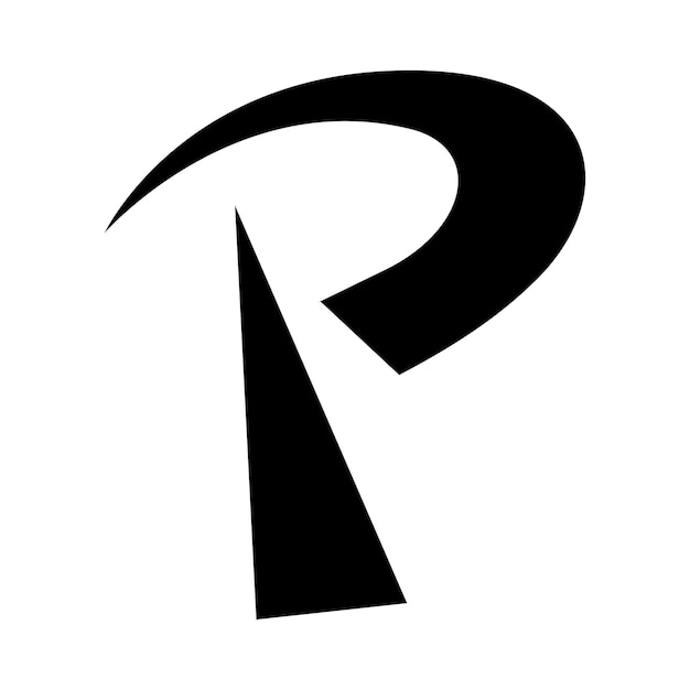 Vector icon met de zwarte radiotoren in de vorm van de letter p