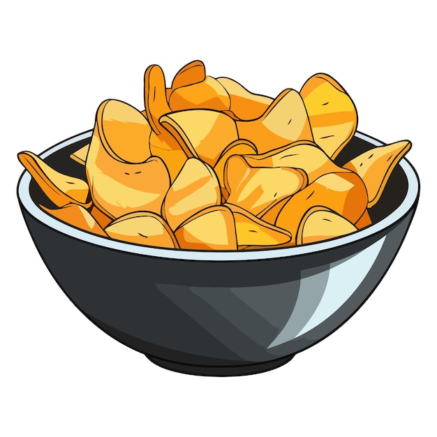 Vector icon met een schaal aardappelchips in vectorformaat die voedsel- of snackartikelen aangeeft