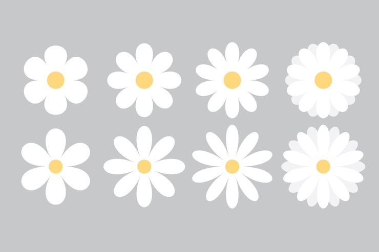 Icon met een schattige witte bloem.
