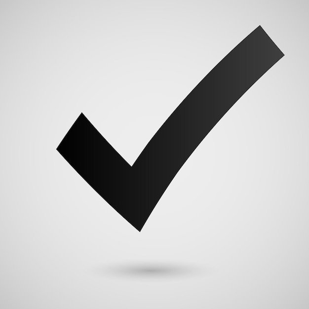 Icon met een zwart vinkje op een grijze achtergrond Sign SymbolVector