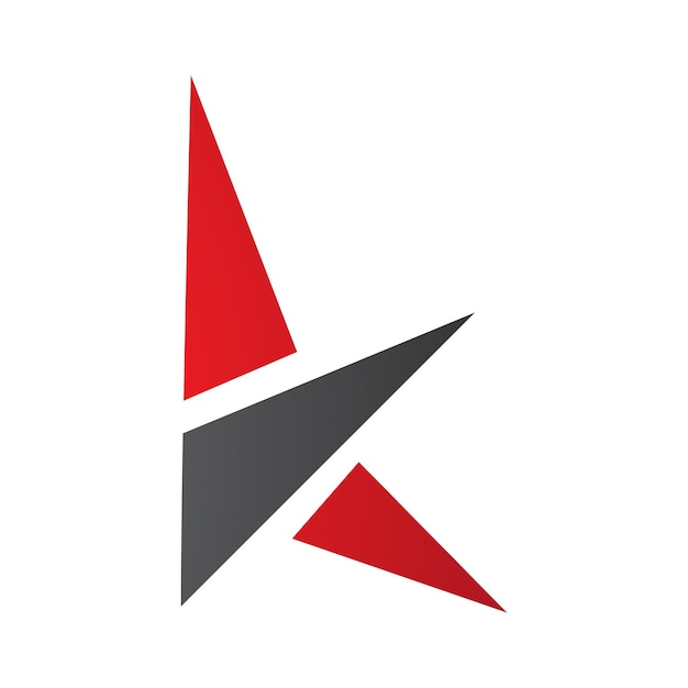 Icon met rode en zwarte letter K met driehoeken