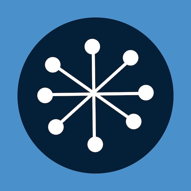 Icon met verbonden punten op blauwe achtergrond Vectorillustratie