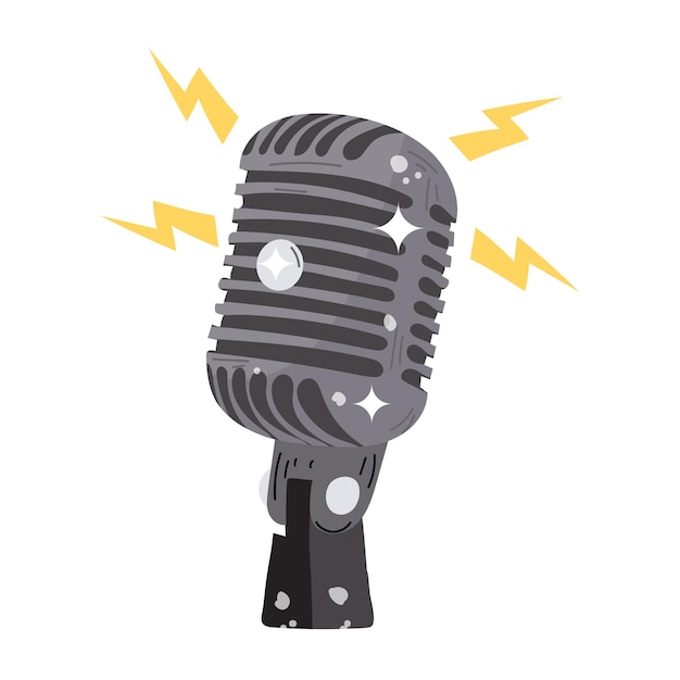 An icon of mic flat sticker design