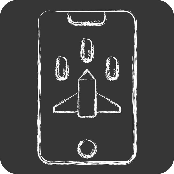Vector icon mobile game related to online game symbol chalk style simple design illustration