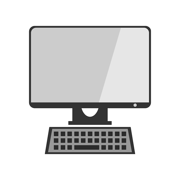 Vector icon of a monitor with a keyboard vector on a gray background