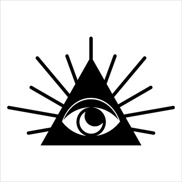 三角形の中の目と太陽の光のアイコン 神秘的で難解なシンプルなアイコン