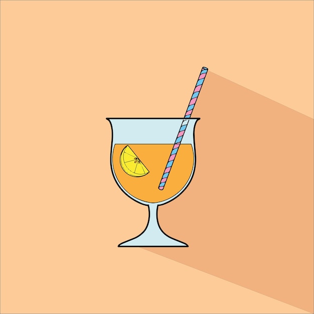 Icon Orange Juice Ice Cube with Shadow Vector