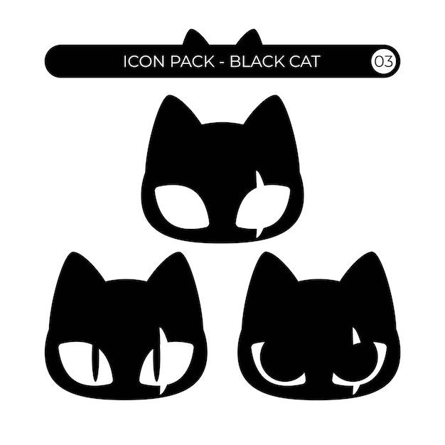 Vector icon pack black cat