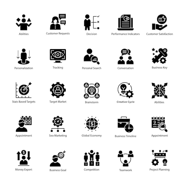 Icon pack of business management