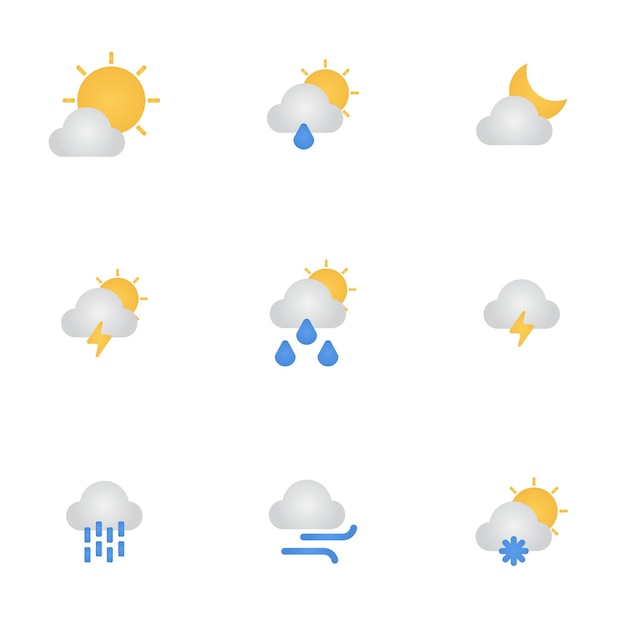 Vettore icon pack vettore meteorologico