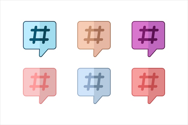 Vector icon packs colorful hashtags