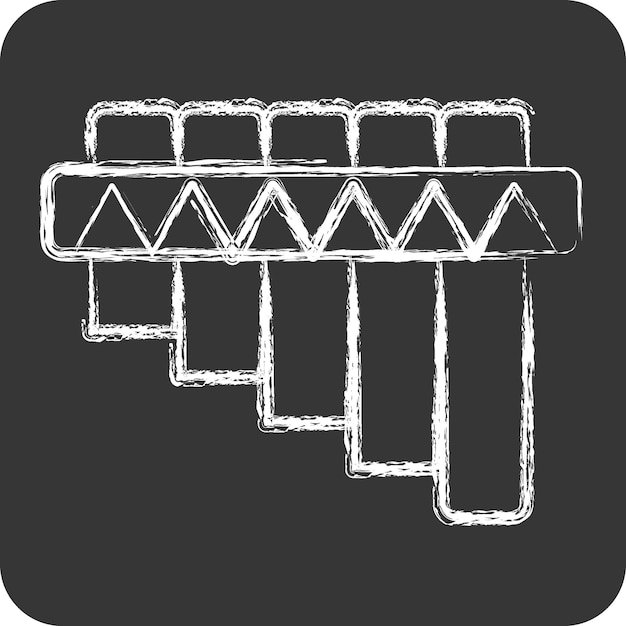 Vector icon pan flute related to american indigenous symbol chalk style simple design editable