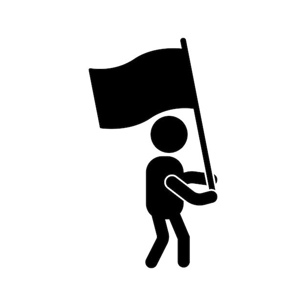 Icon of person carrying flag vector