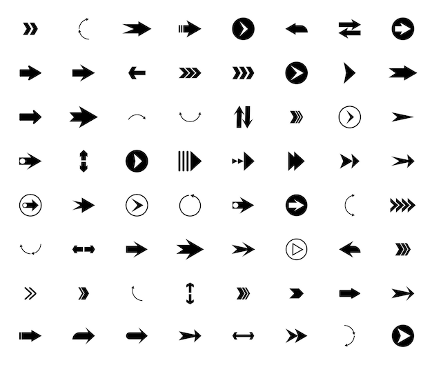 Icon pijl vector navigatie set symbool richting zwart minimaal