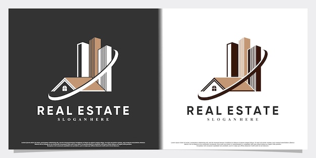 Icon real estate logo design with style and modern concept premium vector