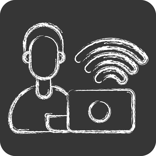 Icon Remote Working Office related to Remote Working symbol chalk Style simple design illustration