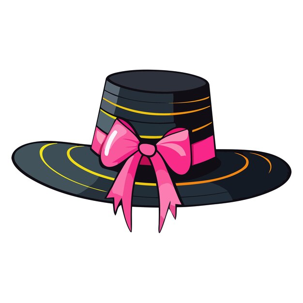 An icon representing a straw hat with a pink bow in vector format suitable for