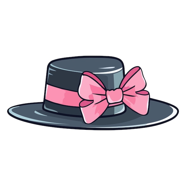 An icon representing a straw hat with a pink bow in vector format suitable for