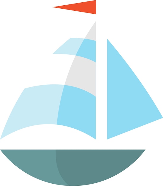 Icon of Sailing Yacht in Flat Style