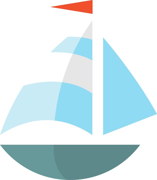 Vector icon of sailing yacht in flat style