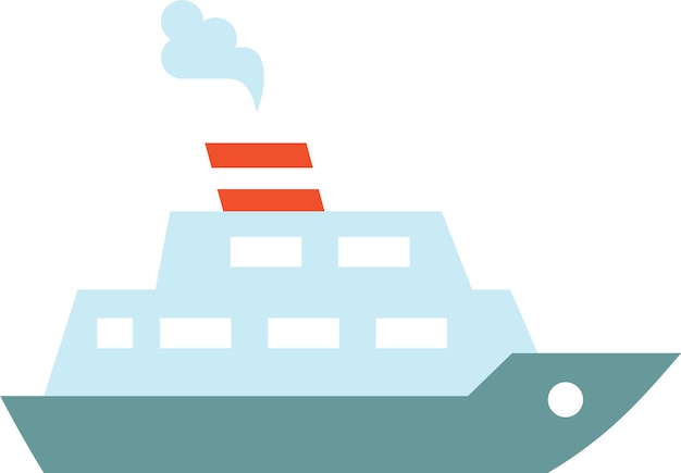 Icon of Sea Liner, Cruise Ship in Flat Style