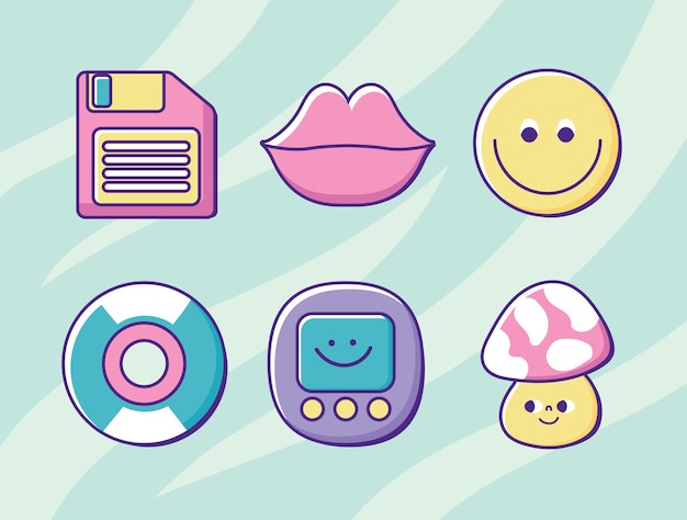 Icon set 90s moderne stijl