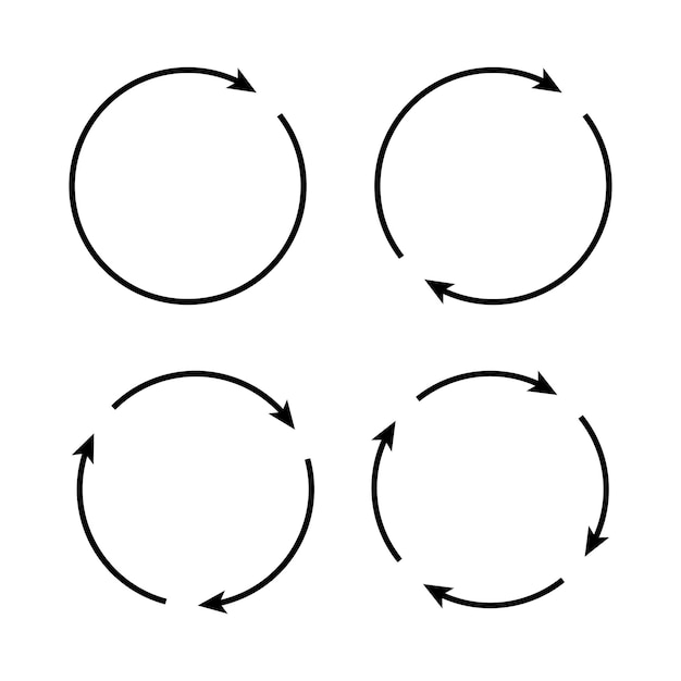 Icona insieme delle frecce di vettore del cerchio nero icona di vettore