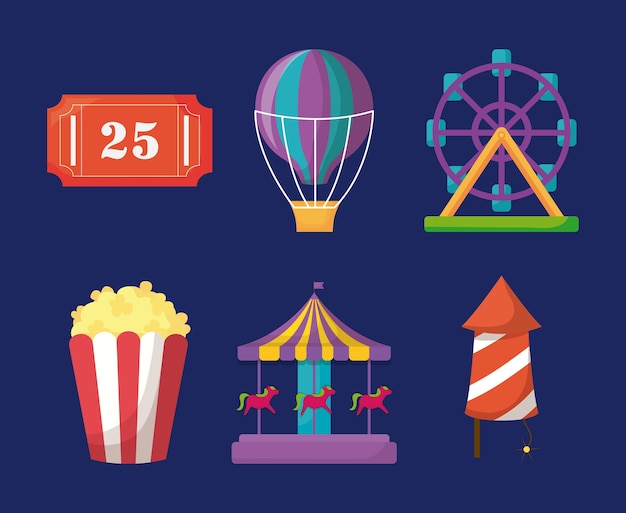 Icon set carnaval circus ontwerp