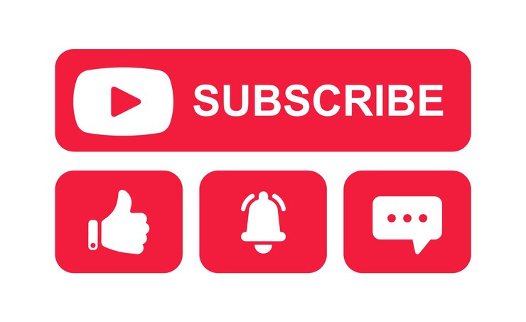 Vector icon set for channel and social networks like comment share and subscribe button
