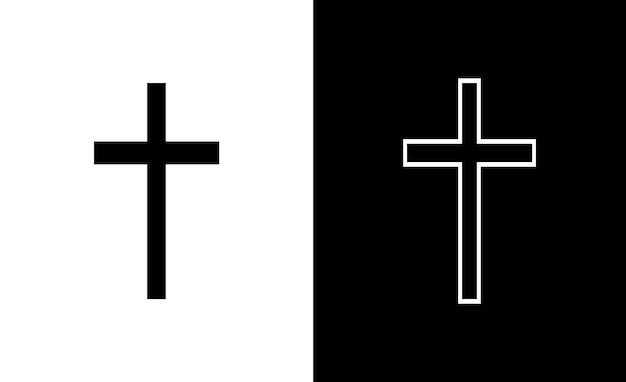 Icon Set christelijk kruis vector symbool plat en kaderstijl