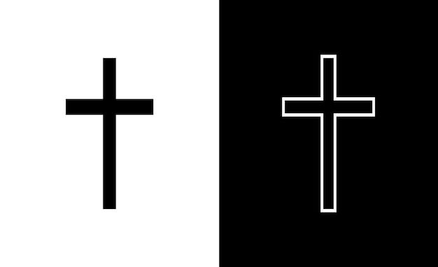 Vector icon set christian cross vector symbol flat and outline style