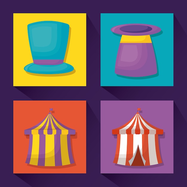 Icon set circus carnaval concept