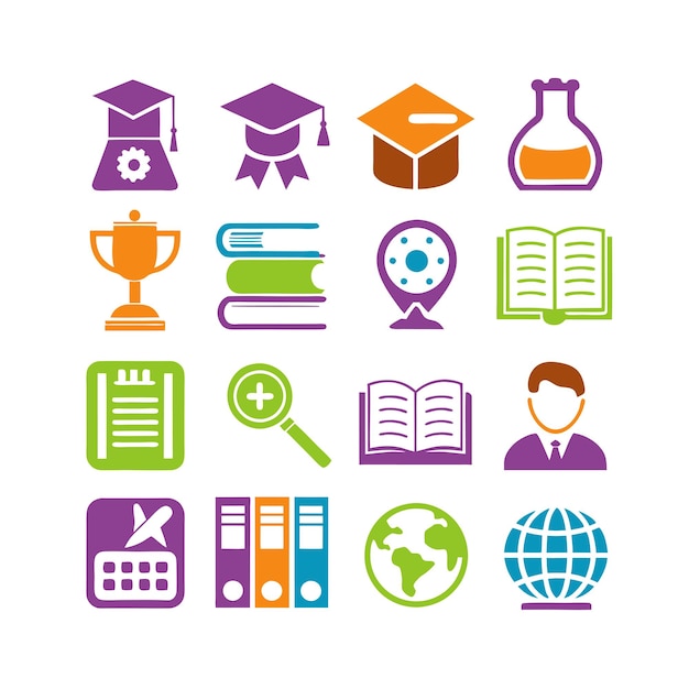 Icon Set Collection Vector Illustration voor documenten, educatieve websites en mobiele toepassingen