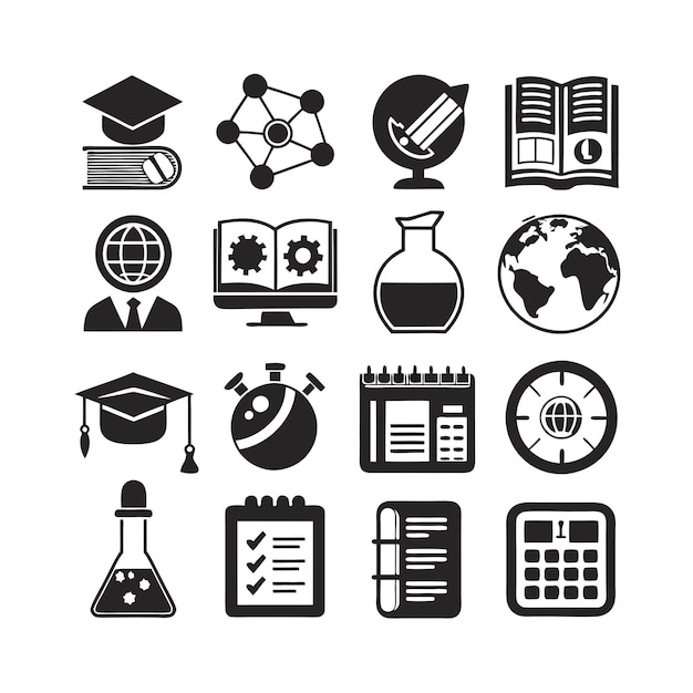Icon Set Collection Vector Illustration voor documenten, educatieve websites en mobiele toepassingen