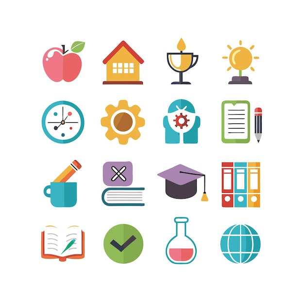 Icon Set Collection Vector Illustration voor documenten, educatieve websites en mobiele toepassingen