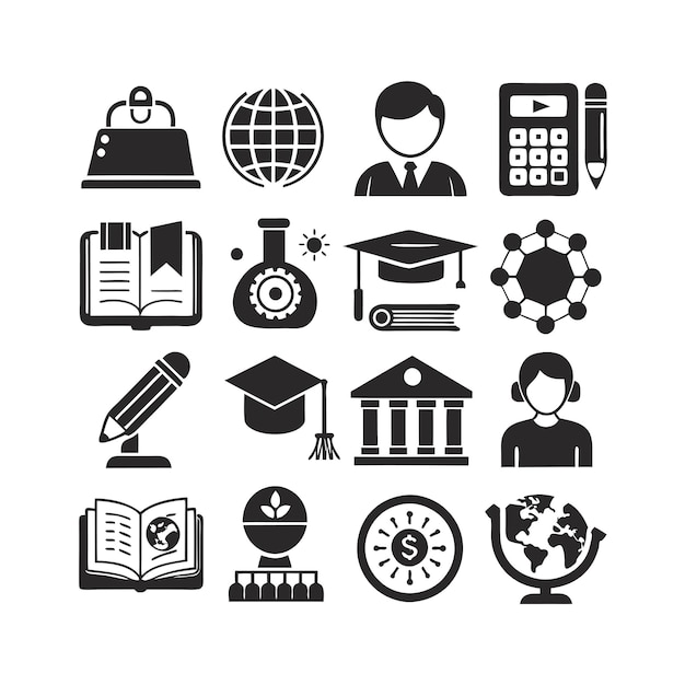 Icon Set Collection Vector Illustration voor documenten, educatieve websites en mobiele toepassingen