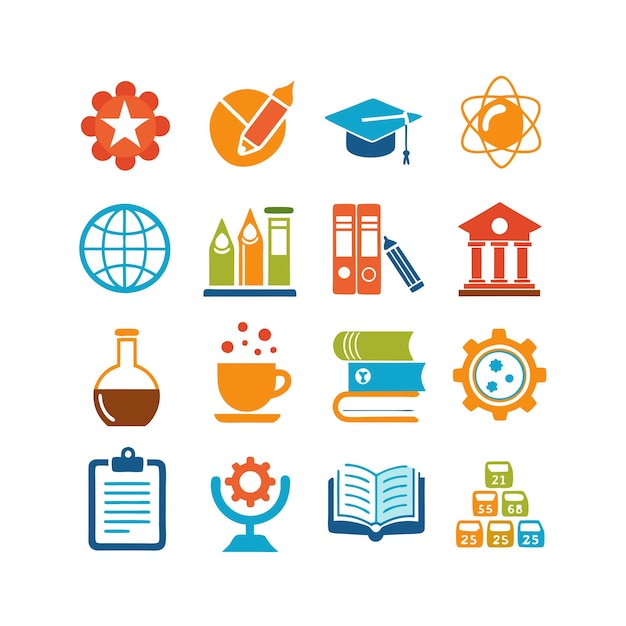 Icon Set Collection Vector Illustration voor documenten, educatieve websites en mobiele toepassingen