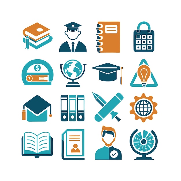 Icon Set Collection Vector Illustration voor documenten, educatieve websites en mobiele toepassingen