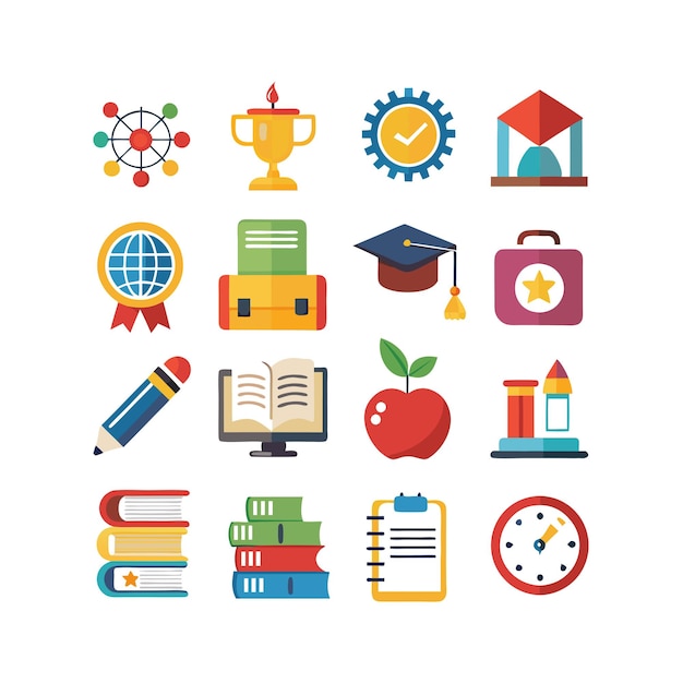 Icon Set Collection Vector Illustration voor documenten, educatieve websites en mobiele toepassingen