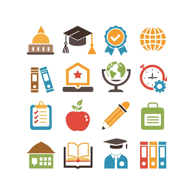 Icon Set Collection Vector Illustration voor documenten, educatieve websites en mobiele toepassingen
