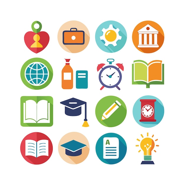 Icon Set Collection Vector Illustration voor documenten, educatieve websites en mobiele toepassingen