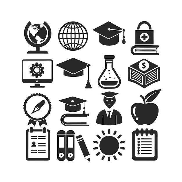 Icon Set Collection Vector Illustration voor documenten, educatieve websites en mobiele toepassingen