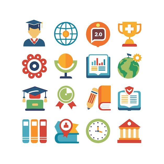 Icon Set Collection Vector Illustration voor documenten, educatieve websites en mobiele toepassingen