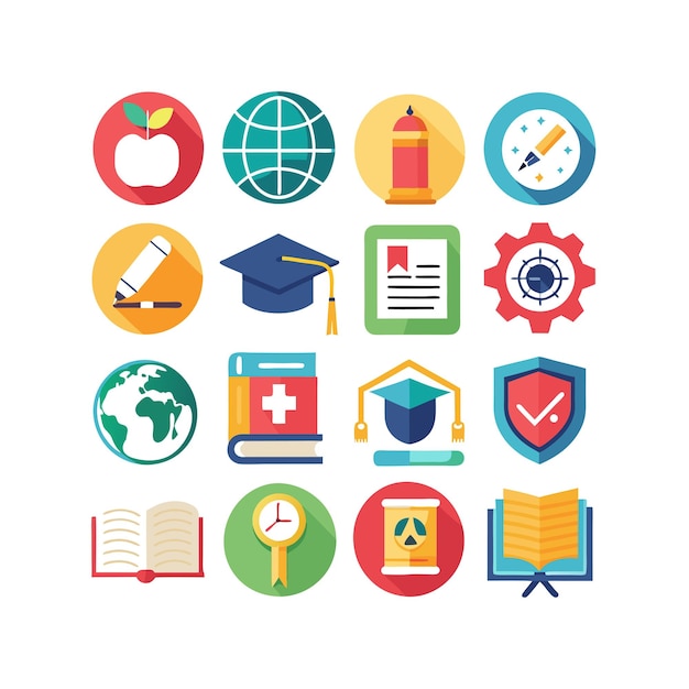 Icon Set Collection Vector Illustration voor documenten, educatieve websites en mobiele toepassingen