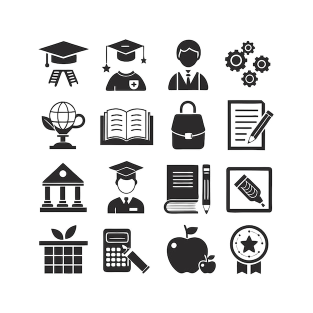 Icon Set Collection Vector Illustration voor documenten, educatieve websites en mobiele toepassingen