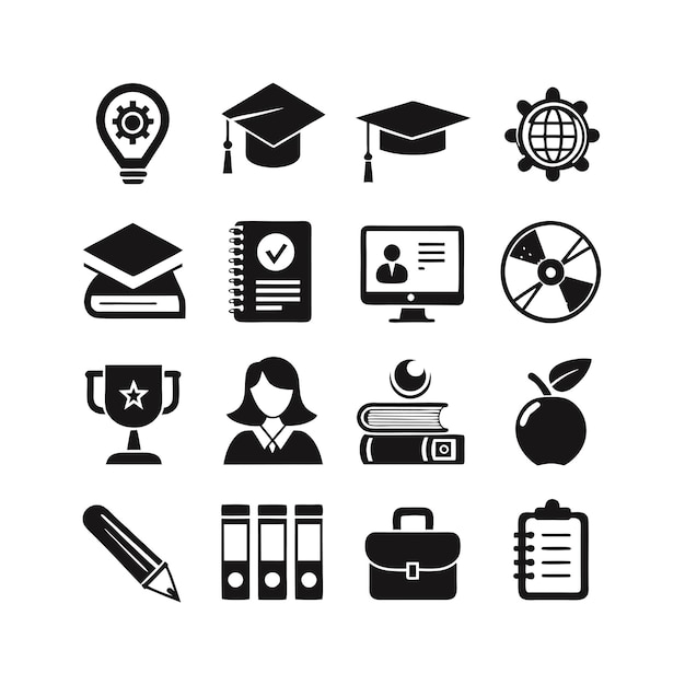 Icon Set Collection Vector Illustration voor documenten, educatieve websites en mobiele toepassingen