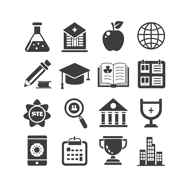 Icon Set Collection Vector Illustration voor documenten, educatieve websites en mobiele toepassingen