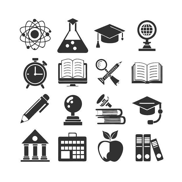 Icon Set Collection Vector Illustration voor documenten, educatieve websites en mobiele toepassingen