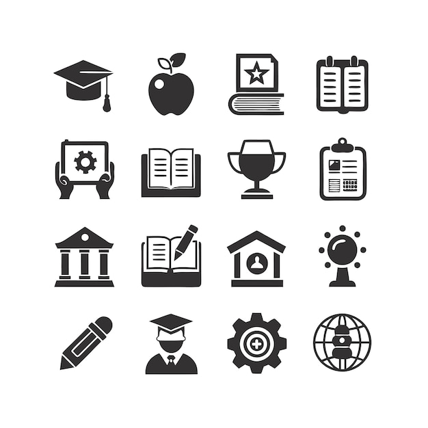 Icon Set Collection Vector Illustration voor documenten, educatieve websites en mobiele toepassingen