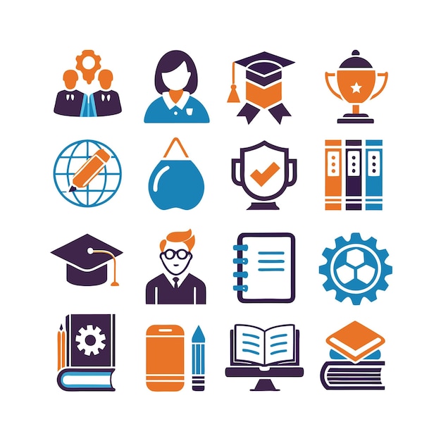 Icon Set Collection Vector Illustration voor documenten, educatieve websites en mobiele toepassingen